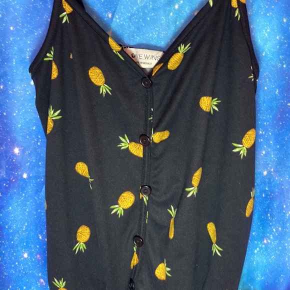 6/$40 Love Wins Black Cotton Tank Top with a Pineapple Printed Pattern - Size XS - Picture 3 of 6
